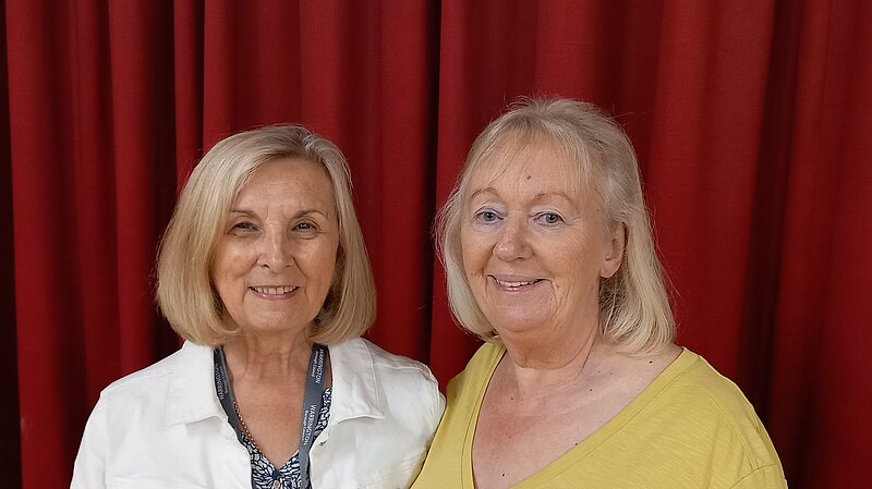 Helen Speed and Laura Booth at the count at Appleton Parish Hall