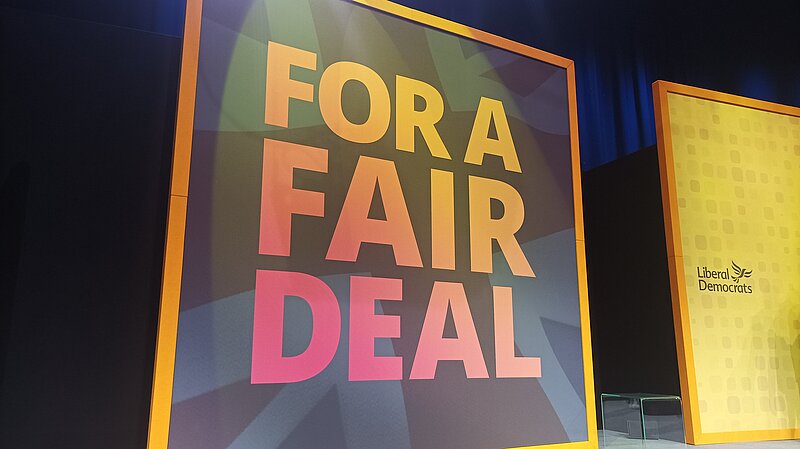 For a Fair Deal slogan on screen