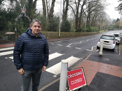Tim Martland at Lymm Dam zebra crossing (edited)