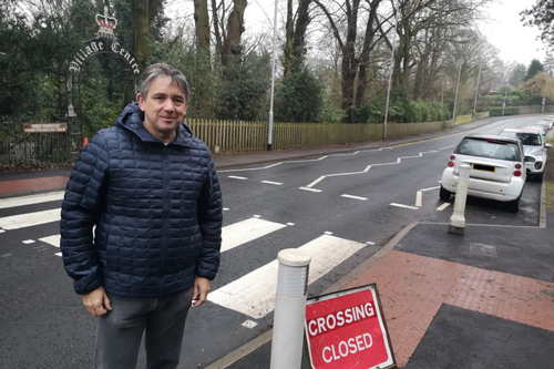 Tim Martland at Lymm Dam zebra crossing (edited)