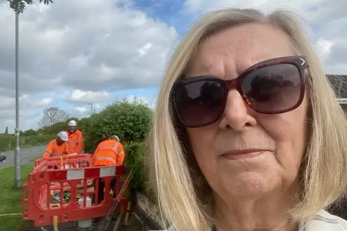 Cllr Speed at the site of one of the telegraph poles